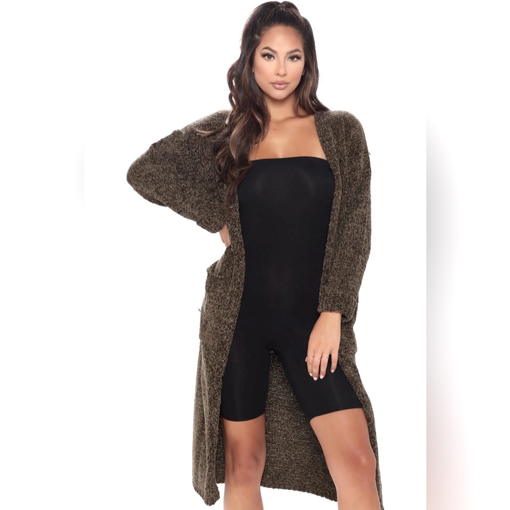 Olive Green Long Cardigan - NWT - Size S